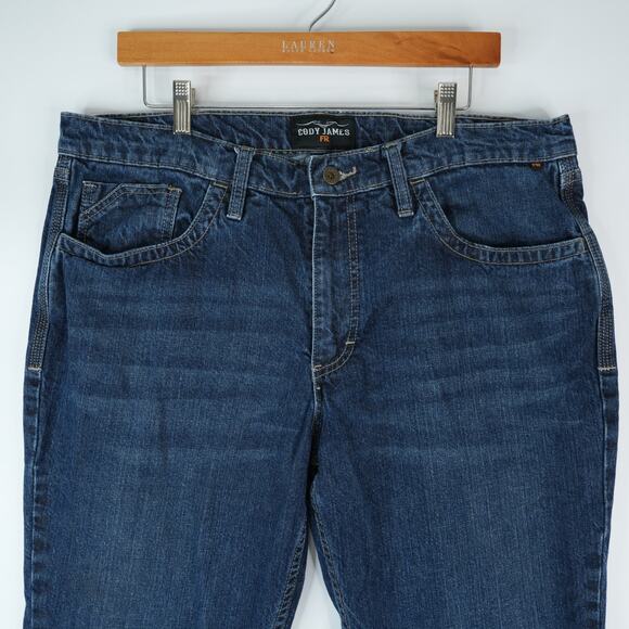 Cody James FR Jeans Mens 36x30 Blue Millikin Slim Straight Leg Work Wear Western - Picture 3 of 15